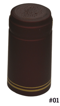 Heat Shrink PVC Capsule,  #1 Burgundy with Gold Stripes 30x60mm