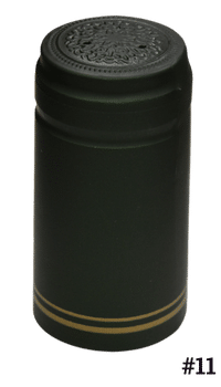 Heat Shrink PVC Capsule, #11 Green Metallic with Gold Stripes 30x60mm