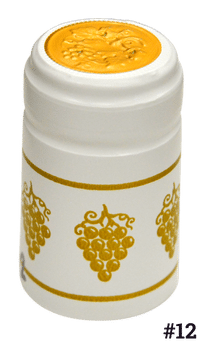 Heat Shrink PVC Capsule, #12 White with Grape Print 30x60mm