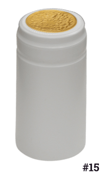 Heat Shrink PVC Capsule,  #15 White with Gold Top 30x60mm