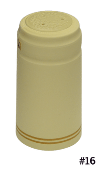Heat Shrink PVC Capsule, #16 Cream with Gold Stripes 30x60mm