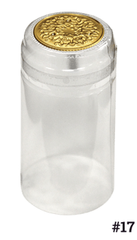 Heat Shrink PVC Capsule, #17 Clear with Gold Top 30x60mm