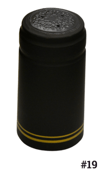 Heat Shrink PVC Capsule, #19 Black Flat with Gold Stripes 30x60mm