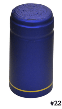 Heat Shrink PVC Capsule, #22 Blue Cobalt with Gold Stripe 30x60mm