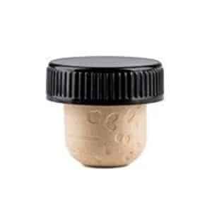 Synthetic Cork BAR TOP Plastic Top Knurled 18.5x29mm CH Black