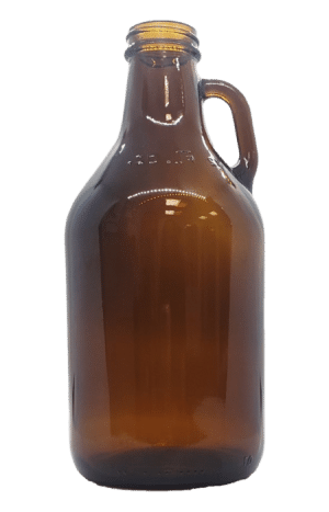 32 oz Amber colored beer Growler with handle